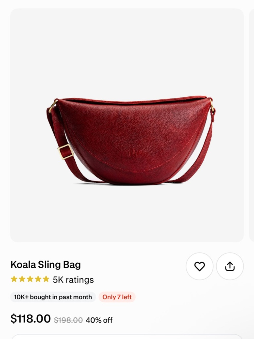 Koala Sling Bag — chili red